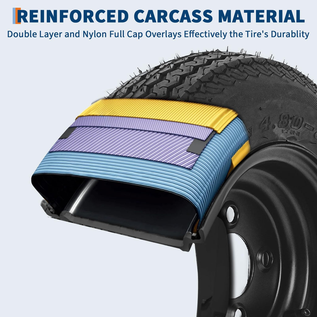 2-Pack Trailer Tire on Rim 4.80-8 4 Lug Black N8783