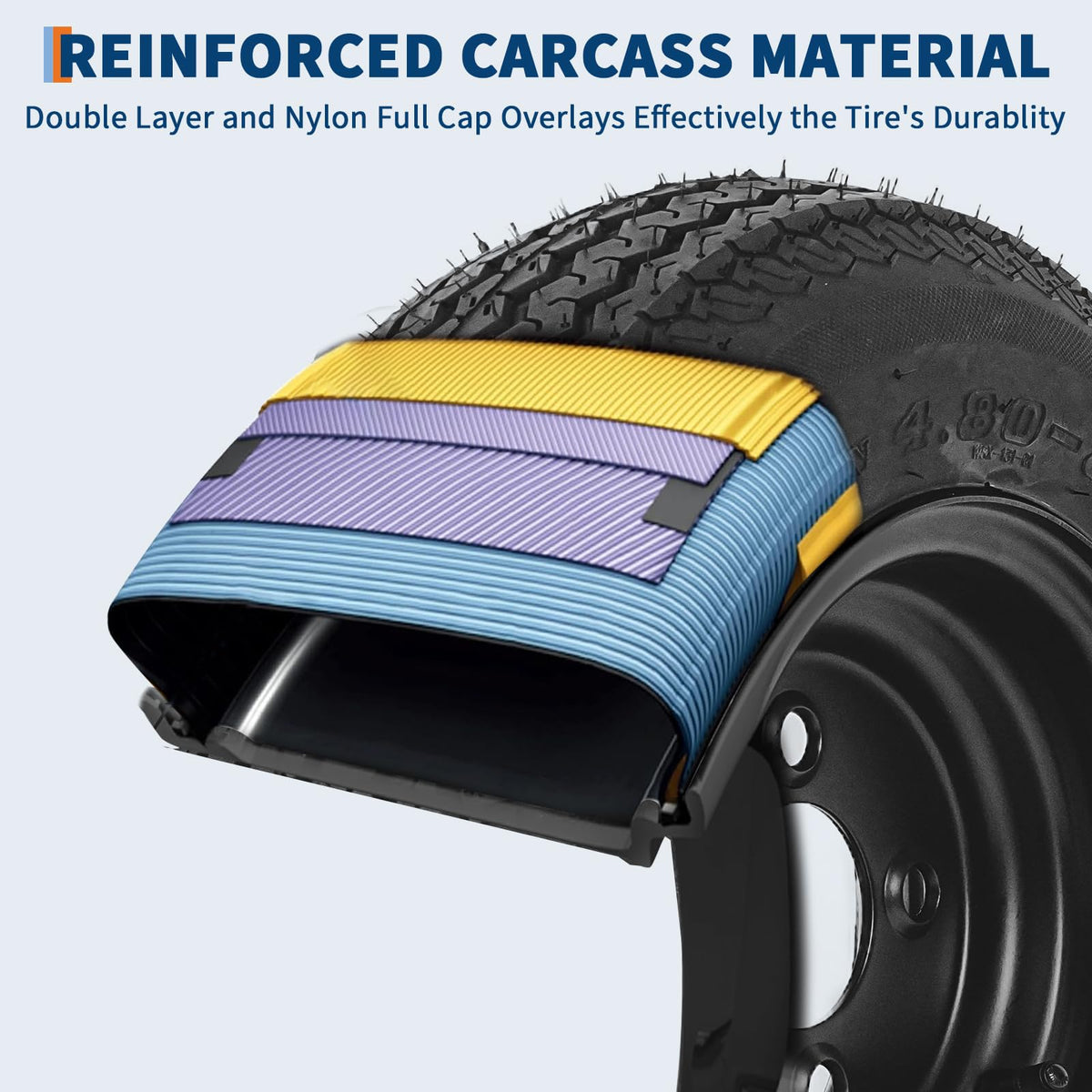 2-Pack Trailer Tire on Rim 4.80-8 4 Lug Black N8783
