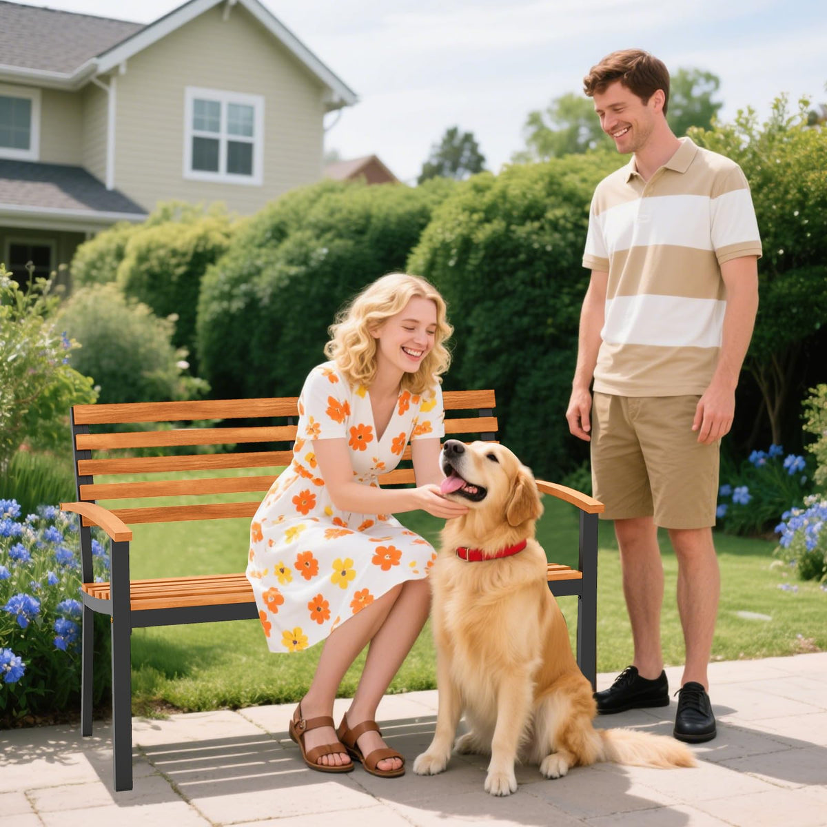 Acacia Wood 2-Person Outdoor Bench C4301