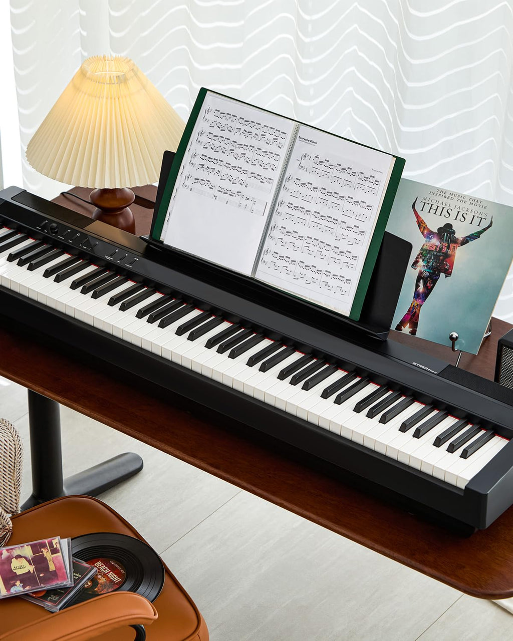 88 Key Weighted Hammer-Action Digital Piano with Sustain Pedal, Black W400349