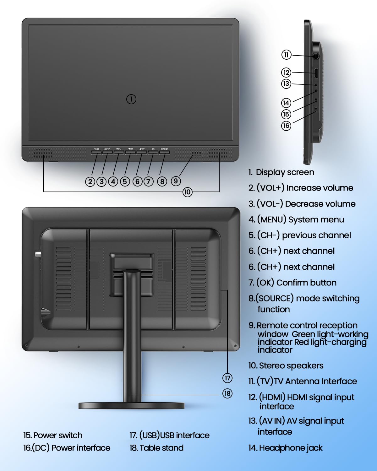 18.5" Portable TV with Antenna L19384