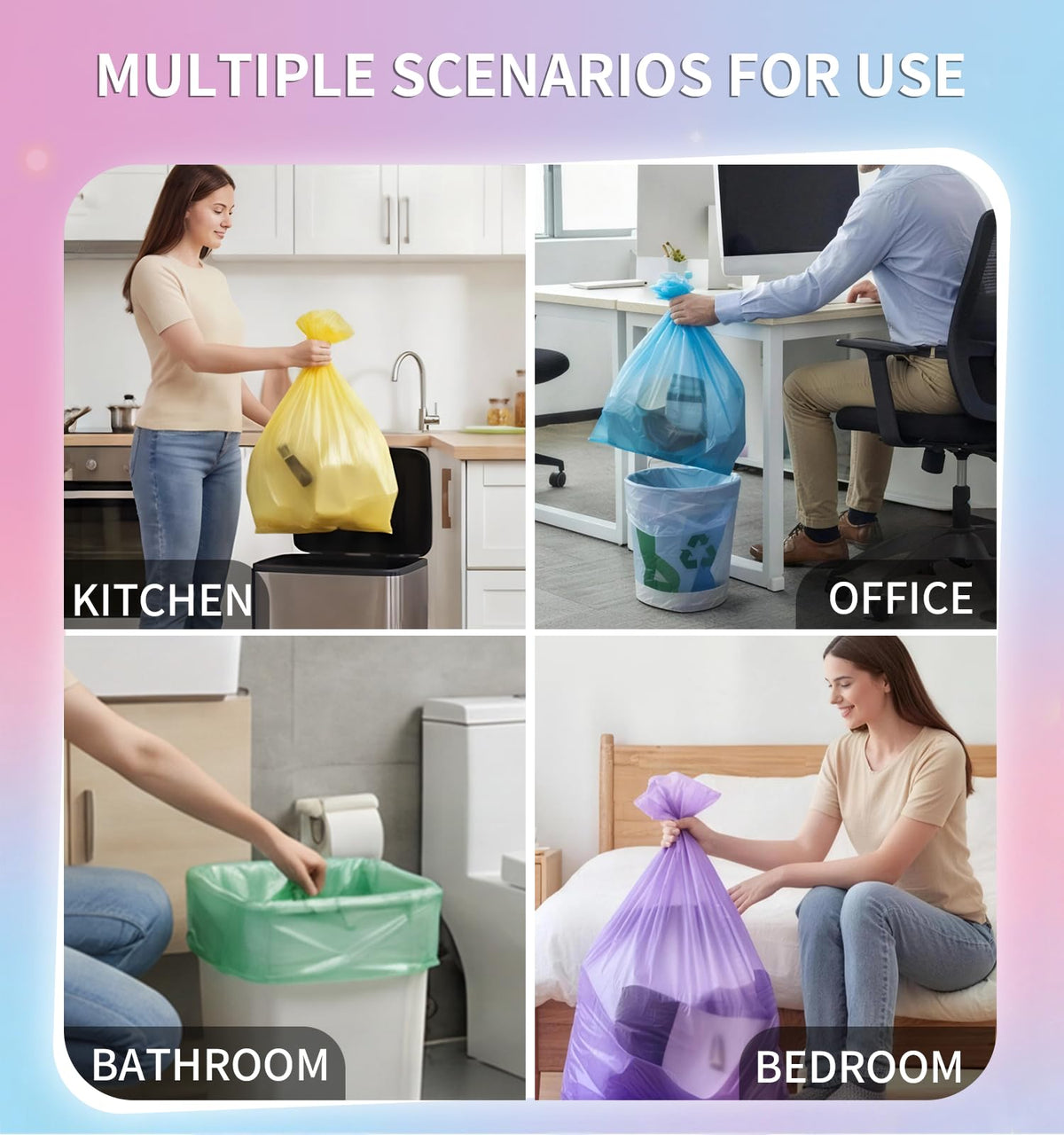 4 Gallon 0.86 Mil Unscented 150 Count Small Trash Bags X498