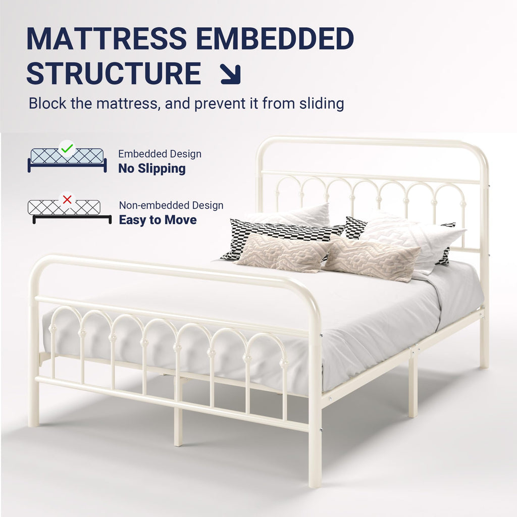 Full Size Metal Platform Bed Frame with Headboard C9680