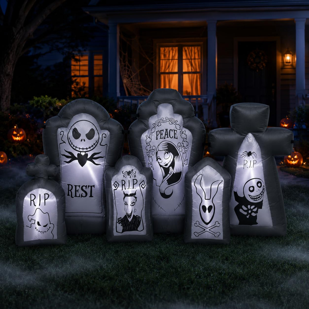 6.9FT Inflatable Tombstone Set with Built-in LED Lights W698
