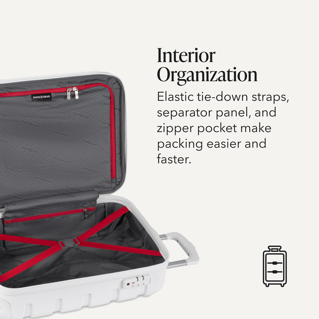 White 19-Inch Hardside Expandable Carry-On Spinner Luggage T698397