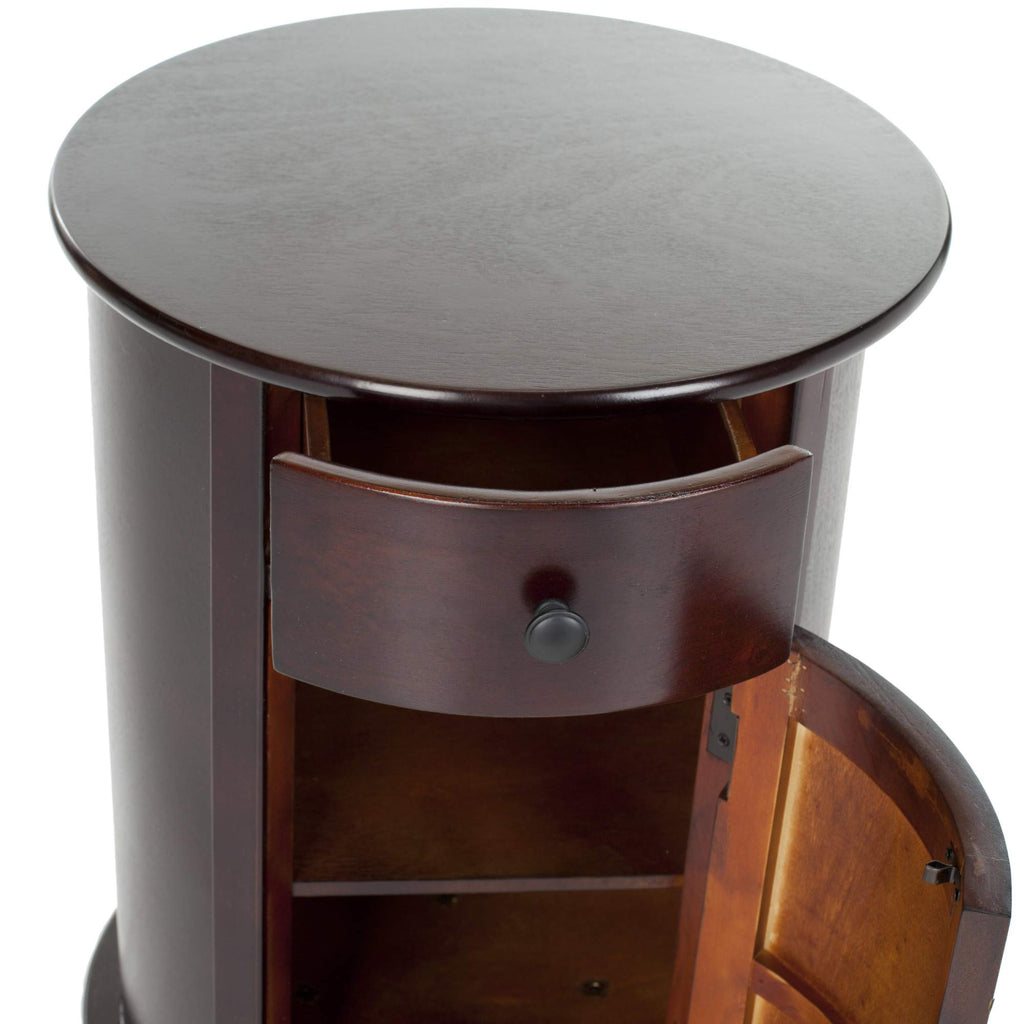 26" Dark Cherry Swivel Storage Accent Table F447207