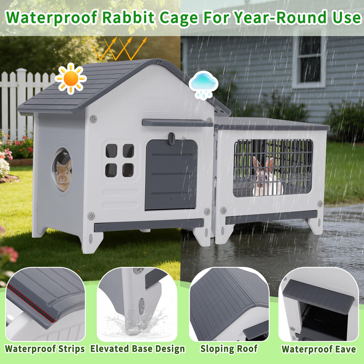 Plastic Rabbit Cage with Run L3340