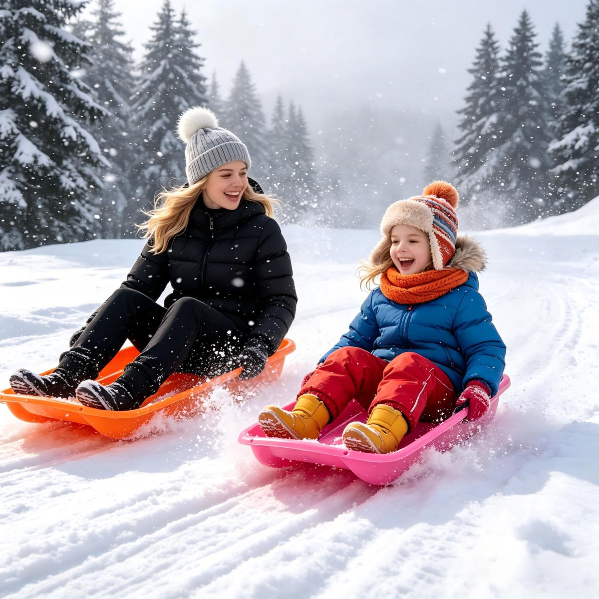 Plastic Snow Sleds with Pull Rope and Handles K8270