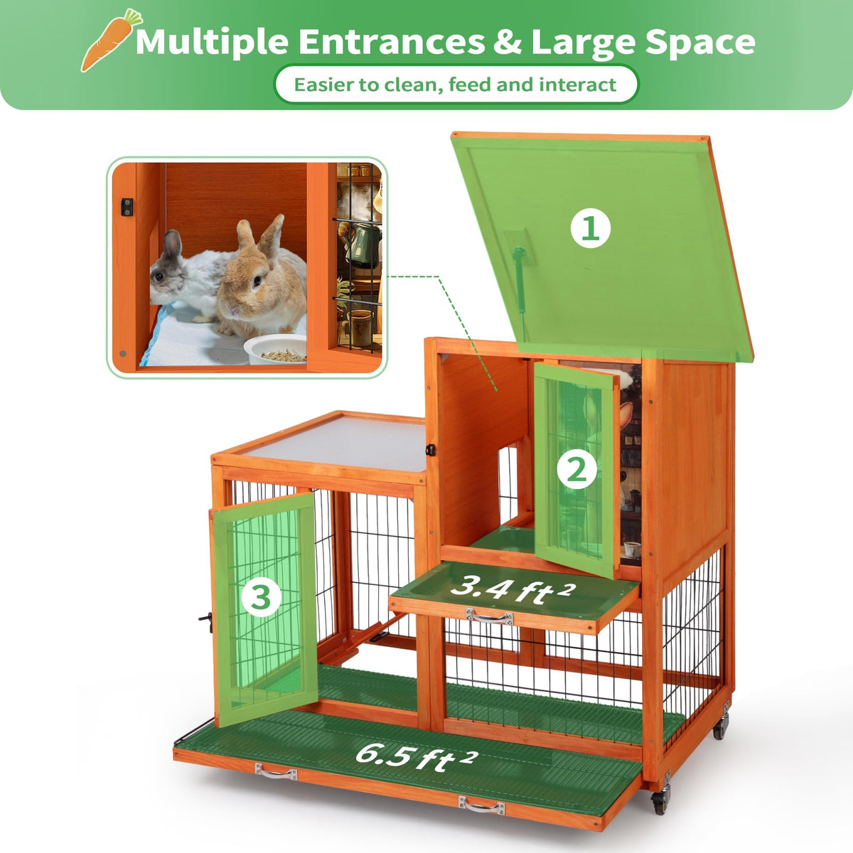 Rabbit Hutch with Wire Floor & Removable Tray N690517