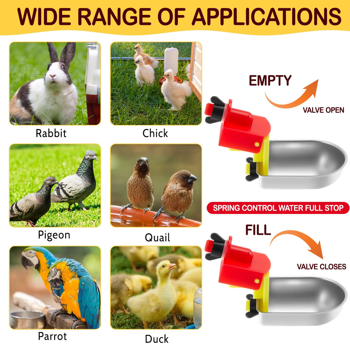 8 Pack Stainless Steel Auto Fill Chicken Waterer Cups Q949578