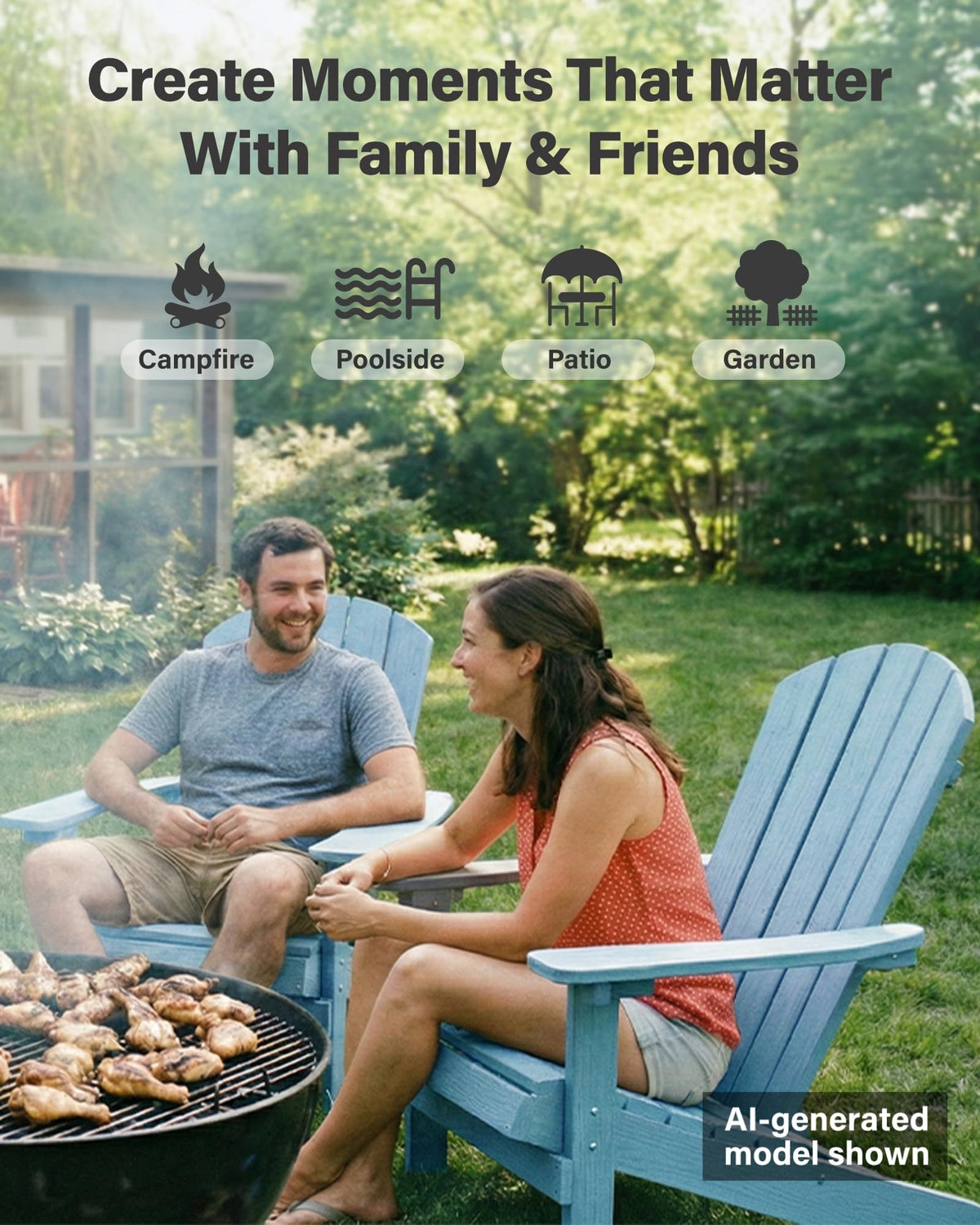 Blue Adirondack Chair with Cup Holder B8314