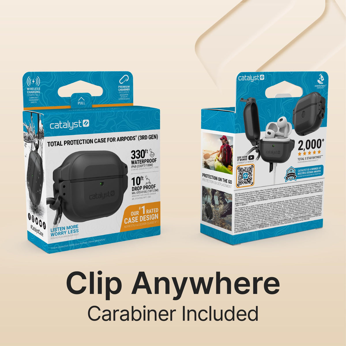 Waterproof Shockproof Protective Case for AirPods 3rd Generation with Carabiner F113942