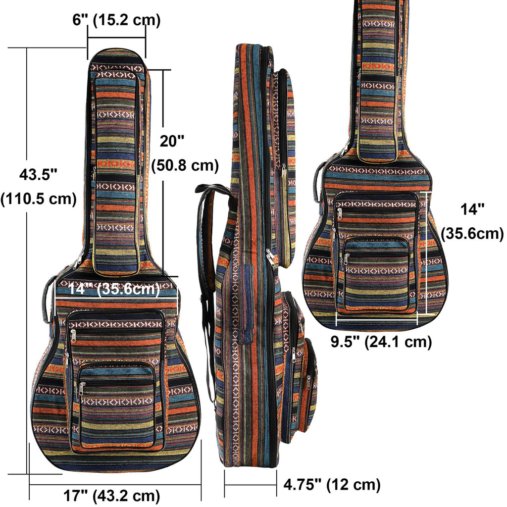 43 Inch Acoustic Guitar Gig Bag with Backpack Strap and 5 Pockets S986990