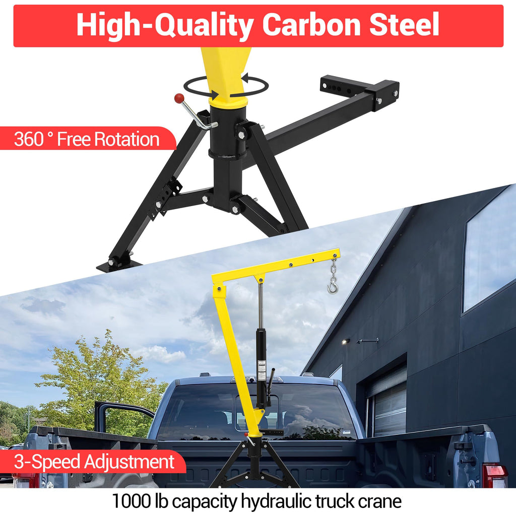 1000 lbs 360° Swivel Hydraulic Pickup Truck Crane X7433