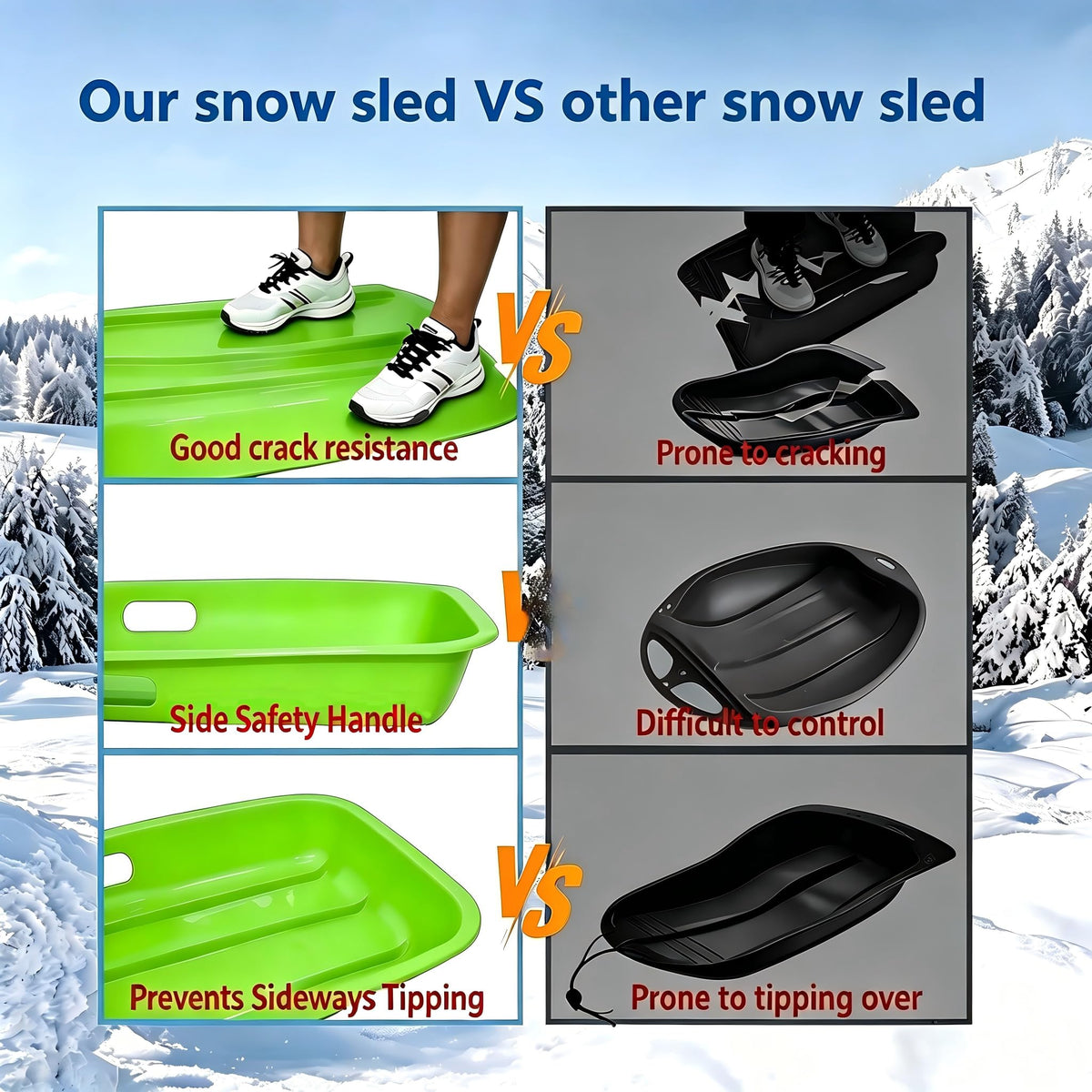 Plastic Snow Sleds with Pull Rope and Handles K8270