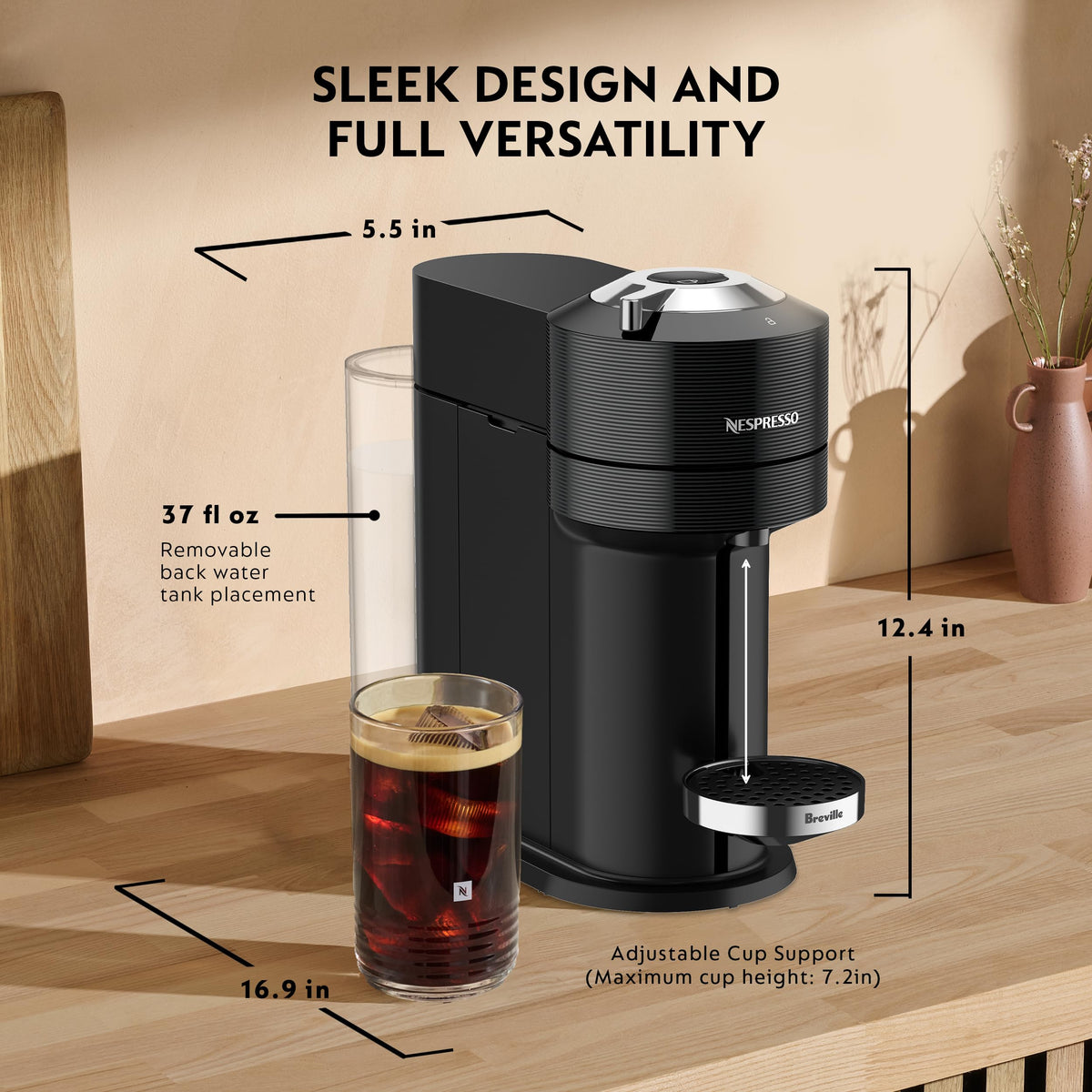 Black Coffee Machine with Milk Frother N759