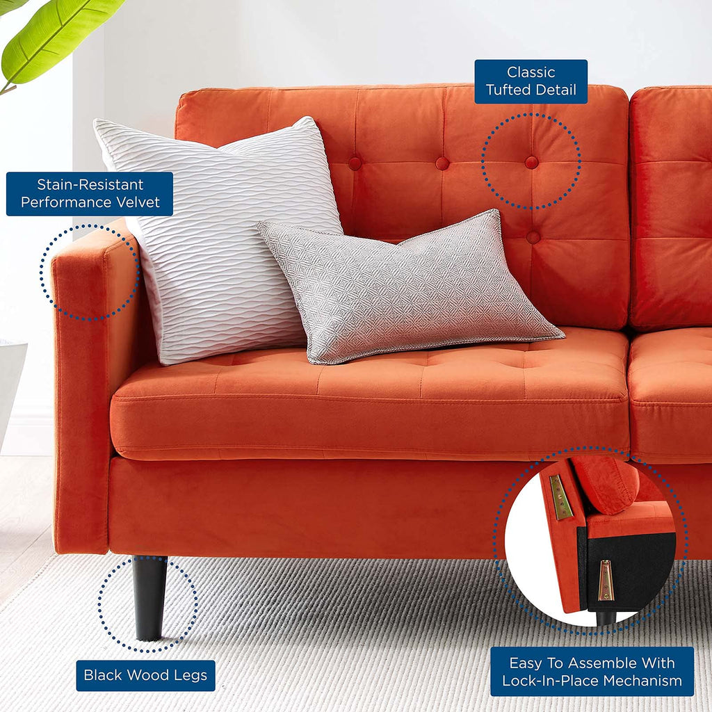 Orange Tufted Performance Velvet Sofa G174