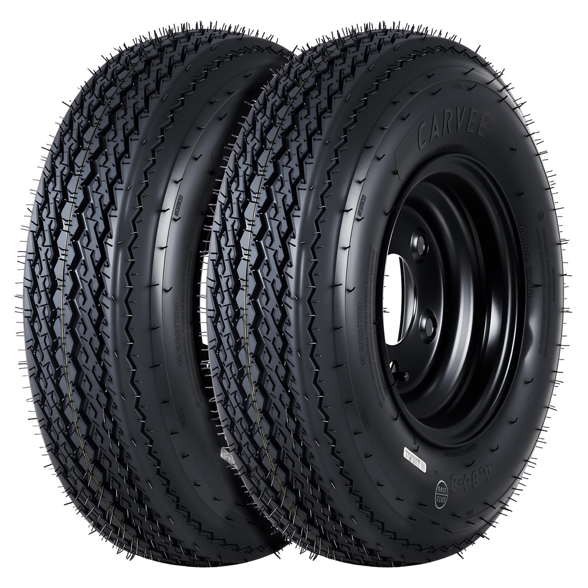 2-Pack Trailer Tire on Rim 4.80-8 4 Lug Black N8783