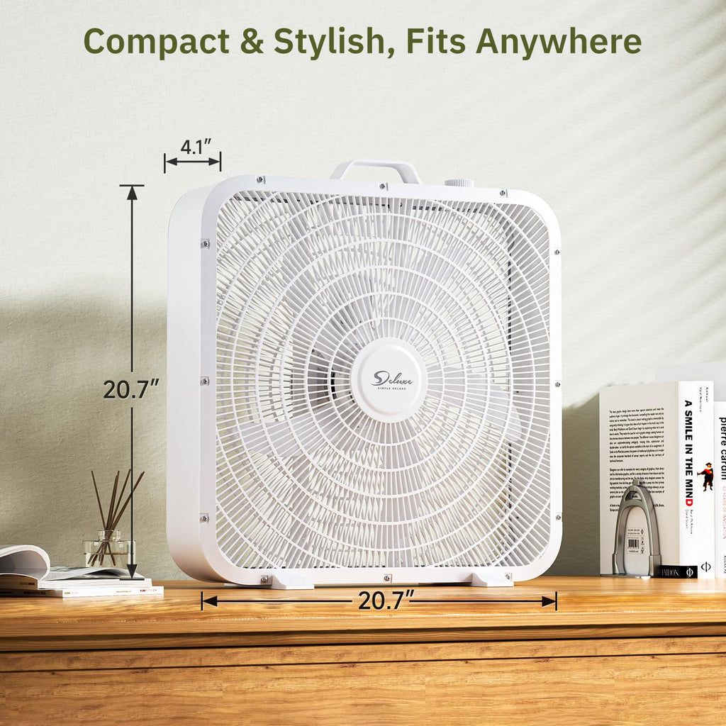 20” 3-Speed Box Fan with Carry Handle, White Y6771