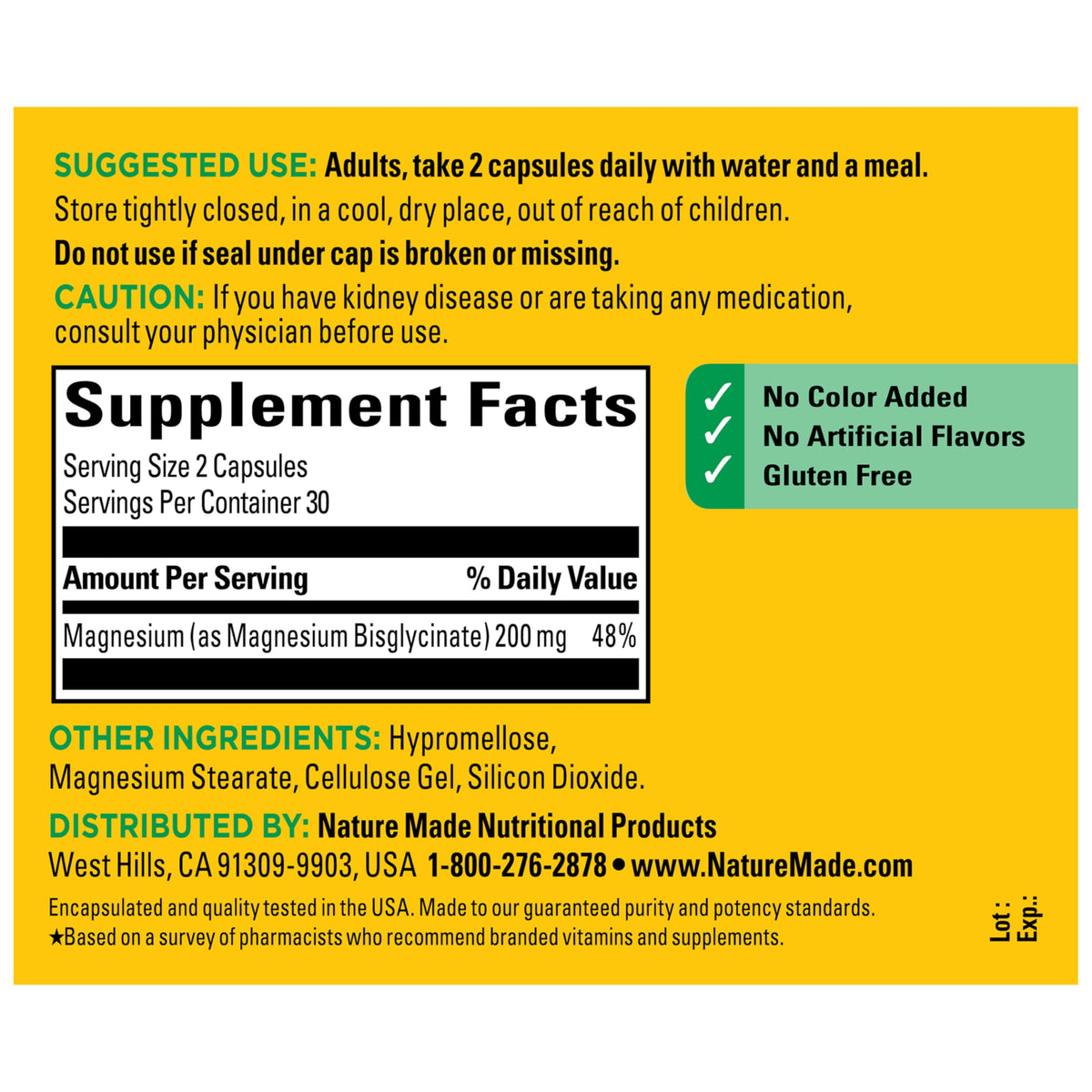 Magnesium Glycinate 200 mg 60 Capsules X7398