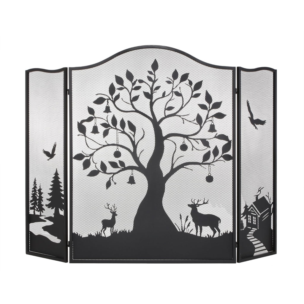 50" x 36" 3-Panel Tree Pattern Fireplace Screen L538435