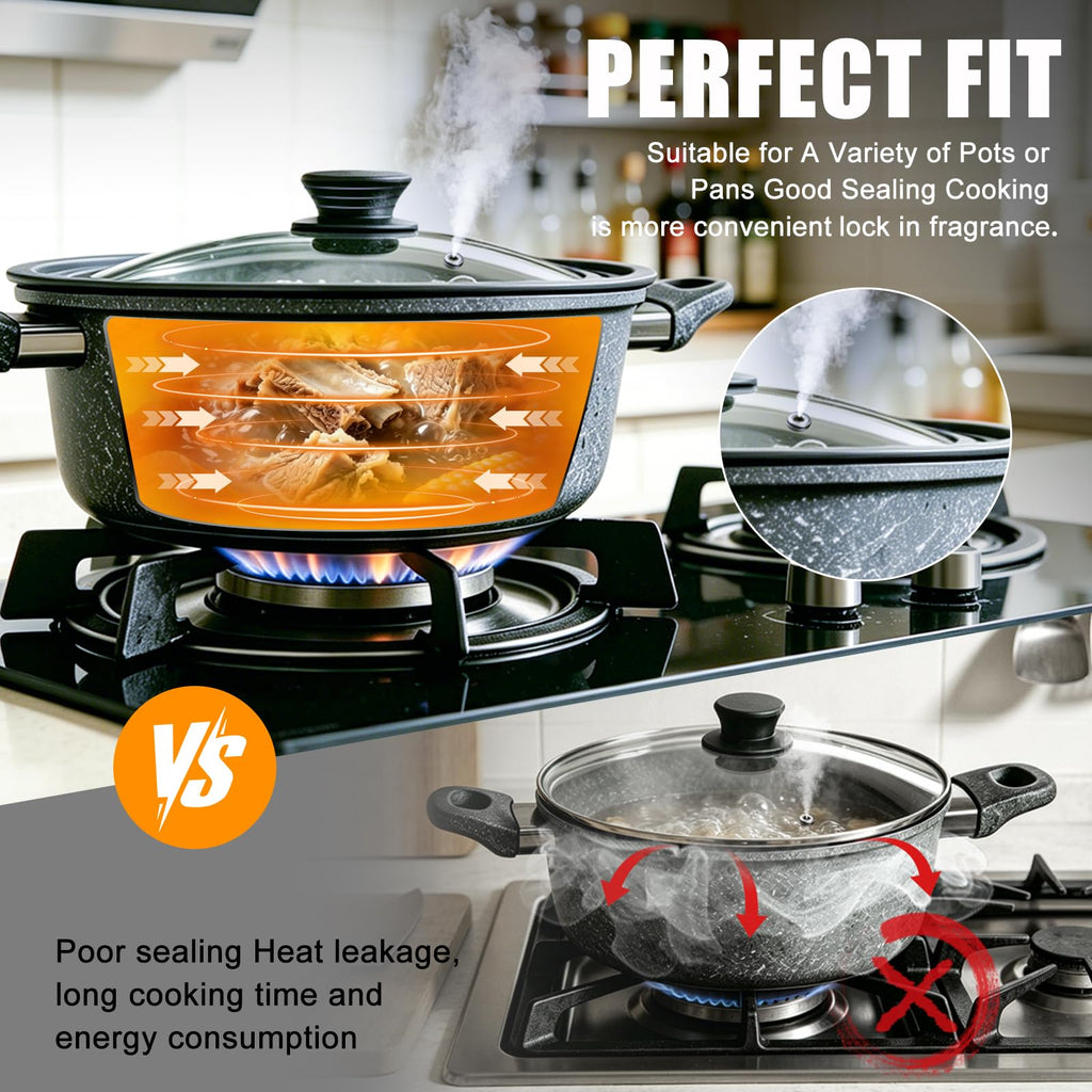 Universal Pan Lid with Heat Resistant Silicone Rim and Tempered Glass, Fits 8" to 12" Cookware S1951