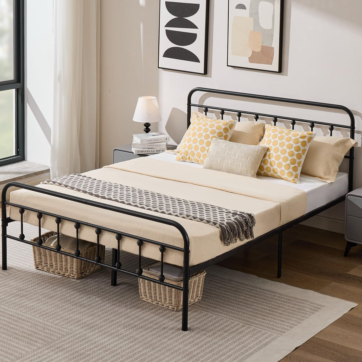 Full Metal Platform Bed Frame with Headboard and Footboard A25210