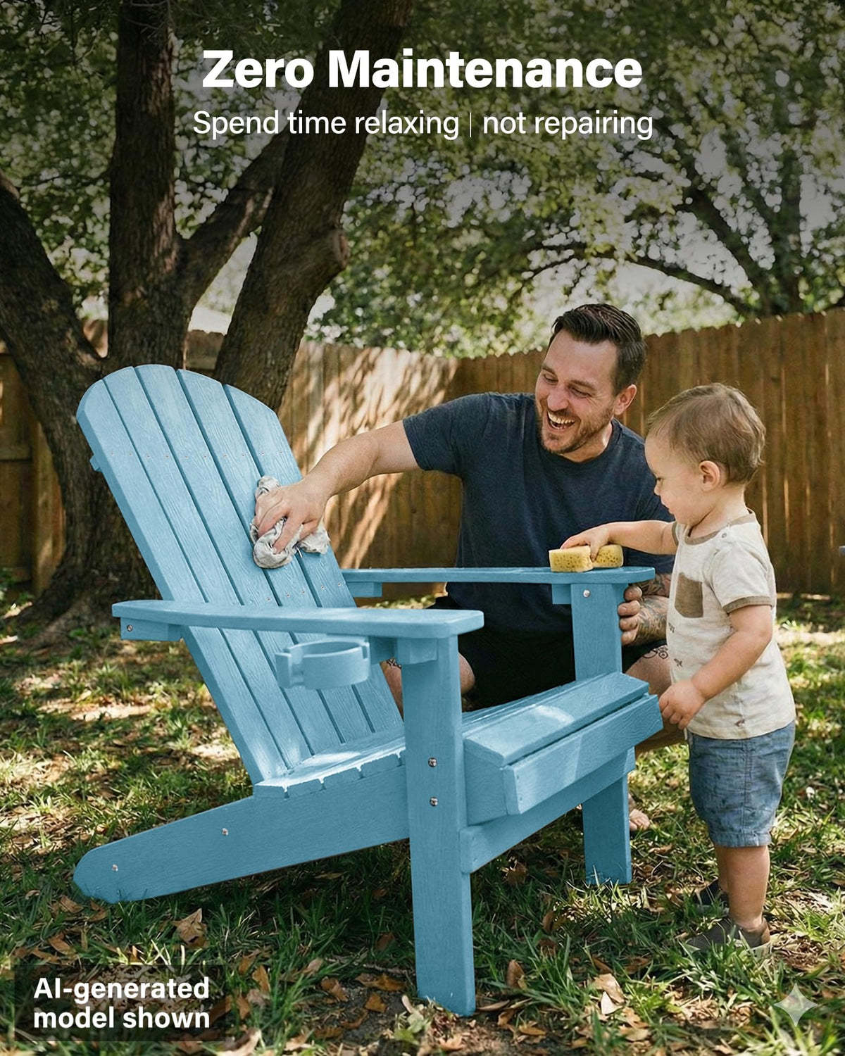 Blue Adirondack Chair with Cup Holder B8314