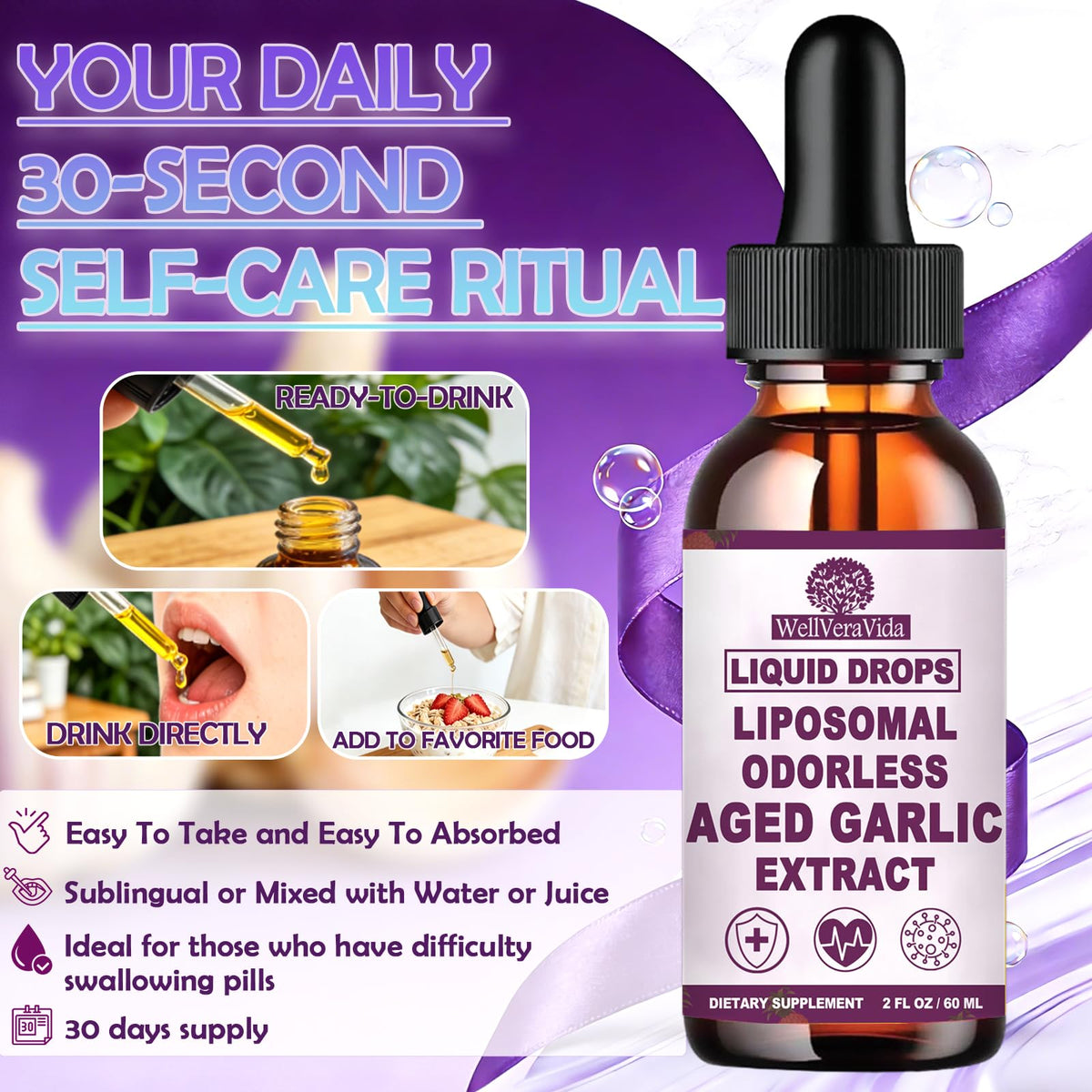Organic Odorless Garlic Extract Liquid Drops 500mg I782