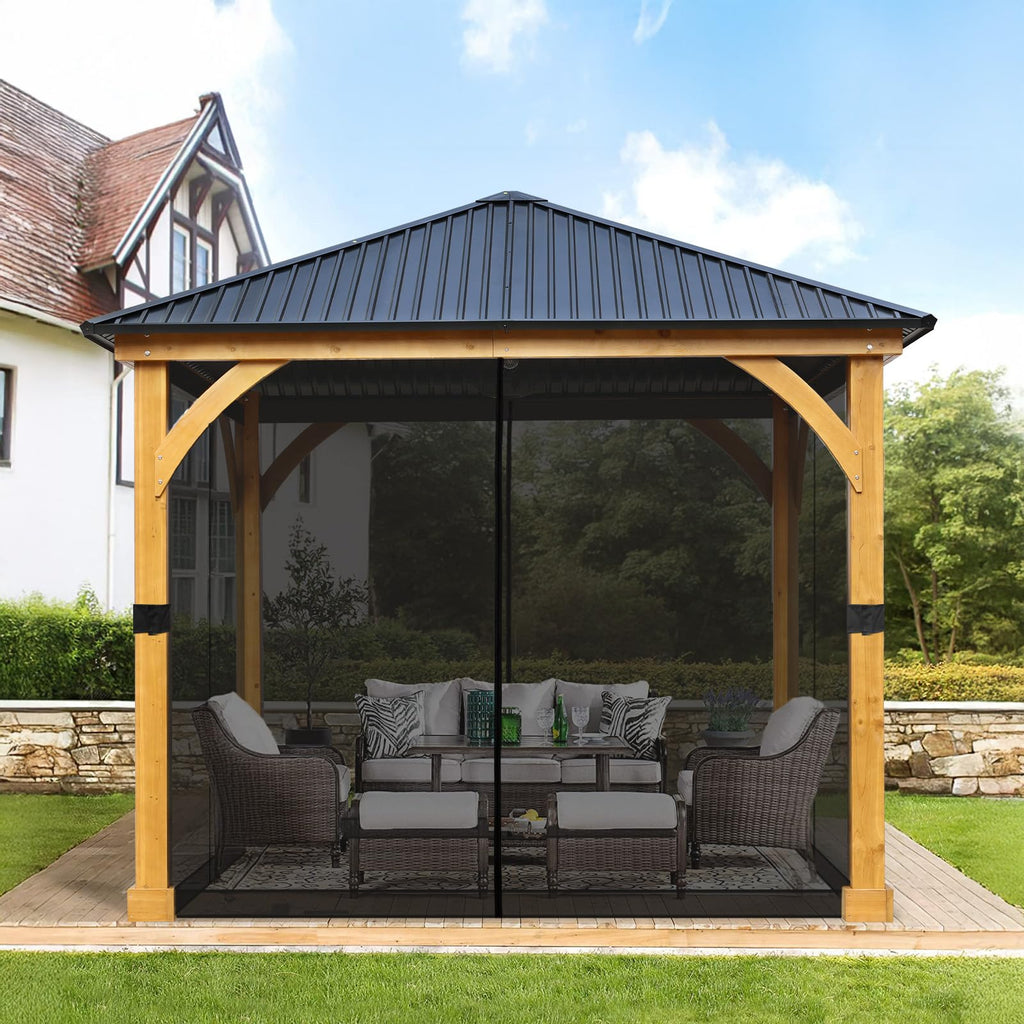 10' x 10' Black Gazebo Netting Screen Replacement I49650