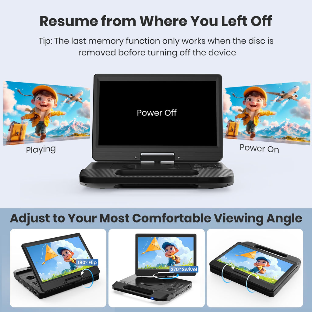 12.5" Portable Blu-ray Player with 10.5" 1080P Swivel Screen X68398
