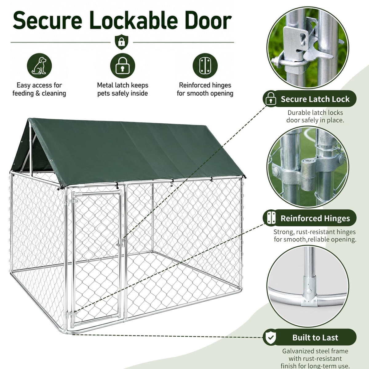 Heavy Duty Outdoor Dog Kennel Galvanized Steel Enclosure L102785