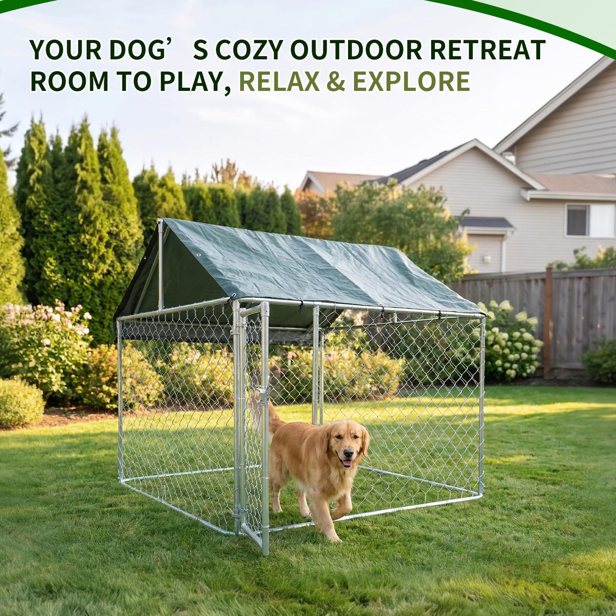 Heavy Duty Outdoor Dog Kennel Galvanized Steel Enclosure L102785