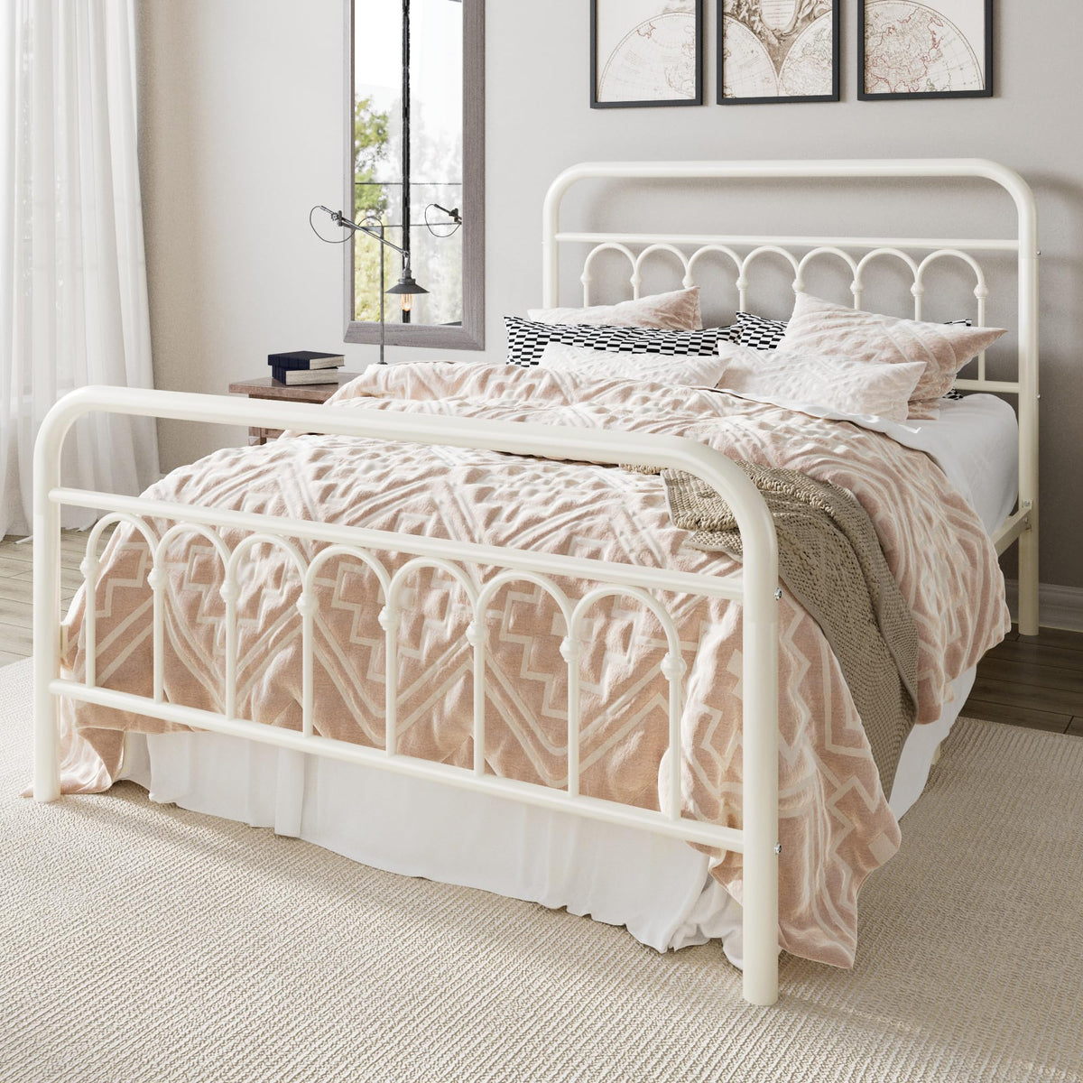 Full Size Metal Platform Bed Frame with Headboard C9680