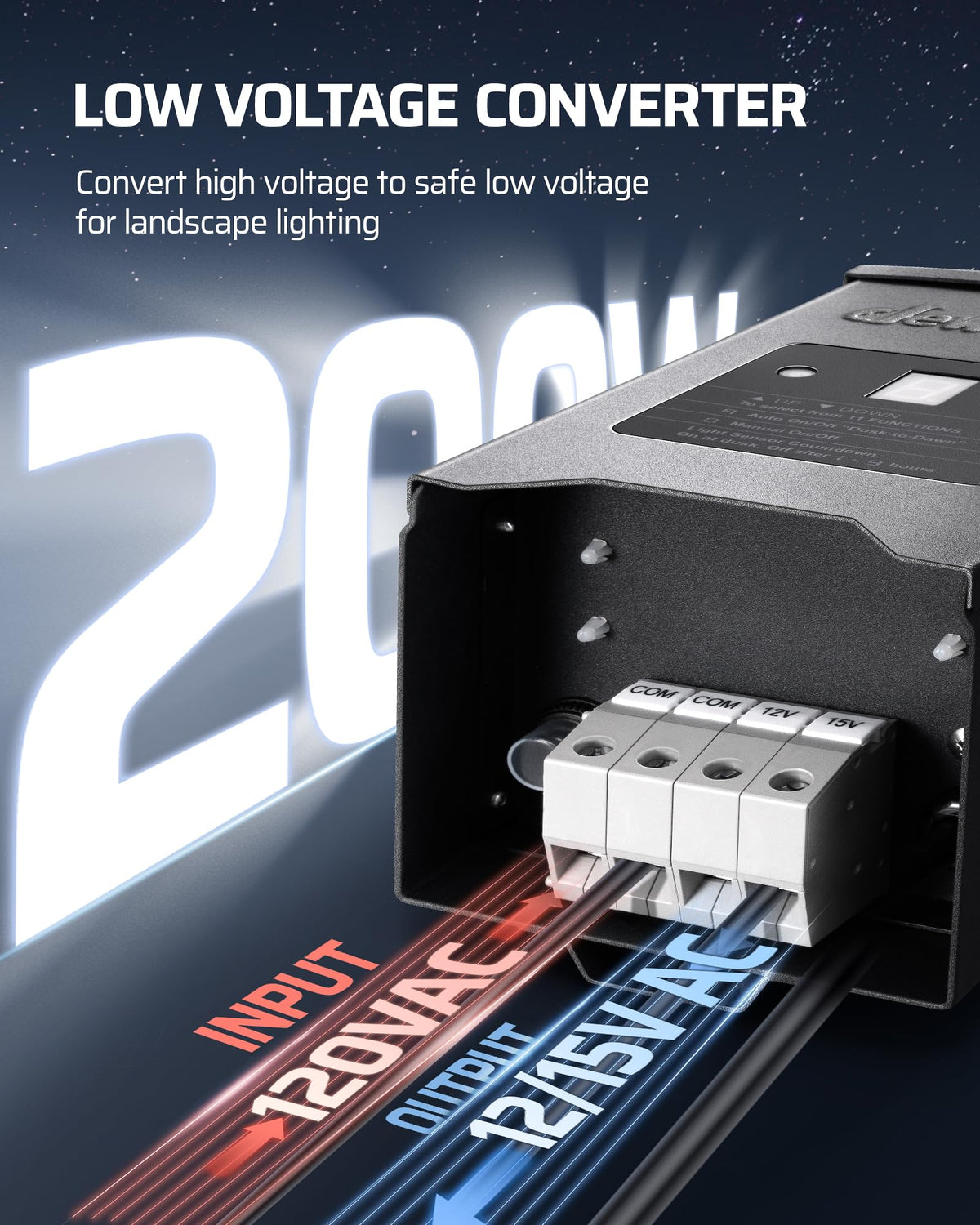 200W Weatherproof Low Voltage Landscape Lighting Transformer K630346