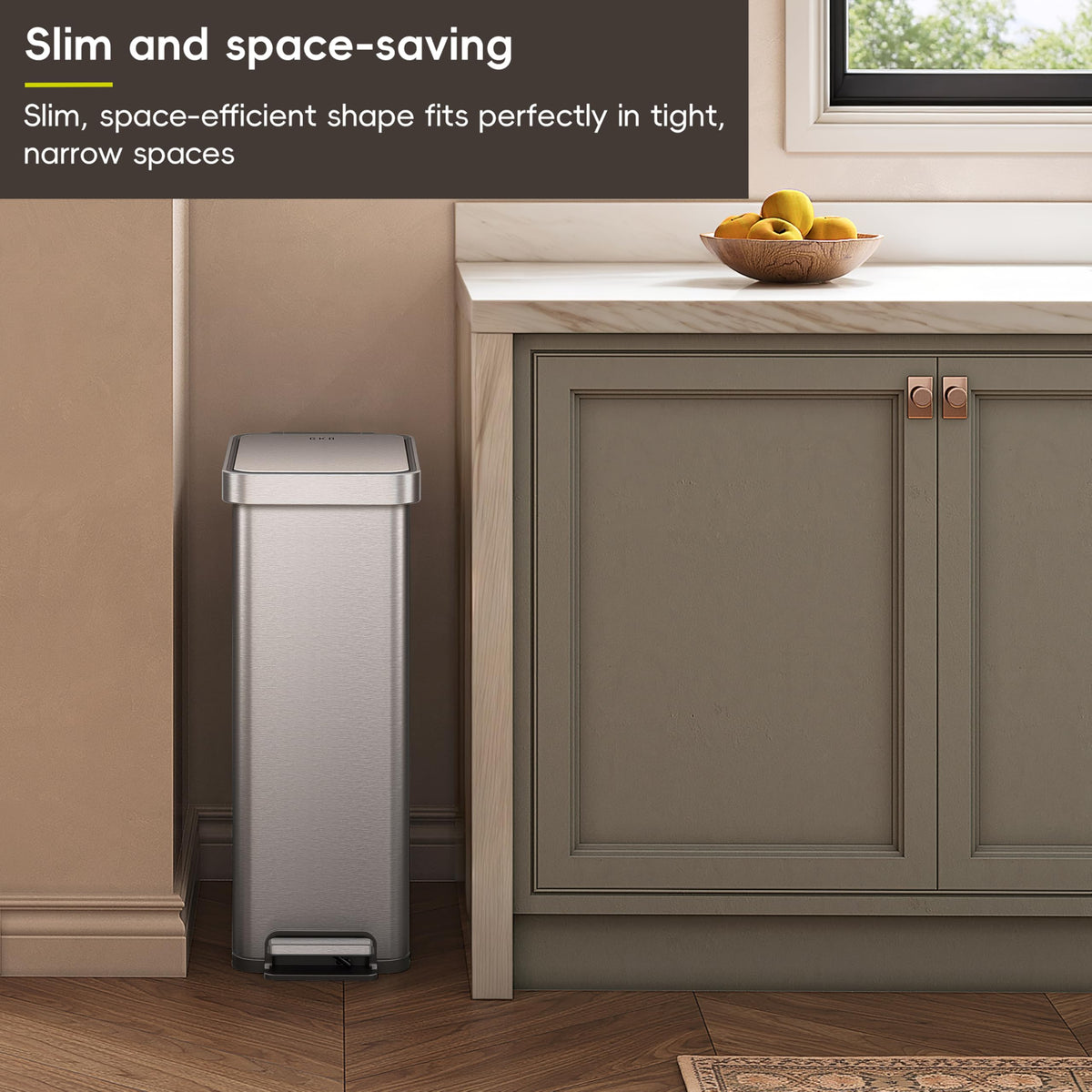 50L Stainless Steel Step Kitchen Trash Can with Lid X597