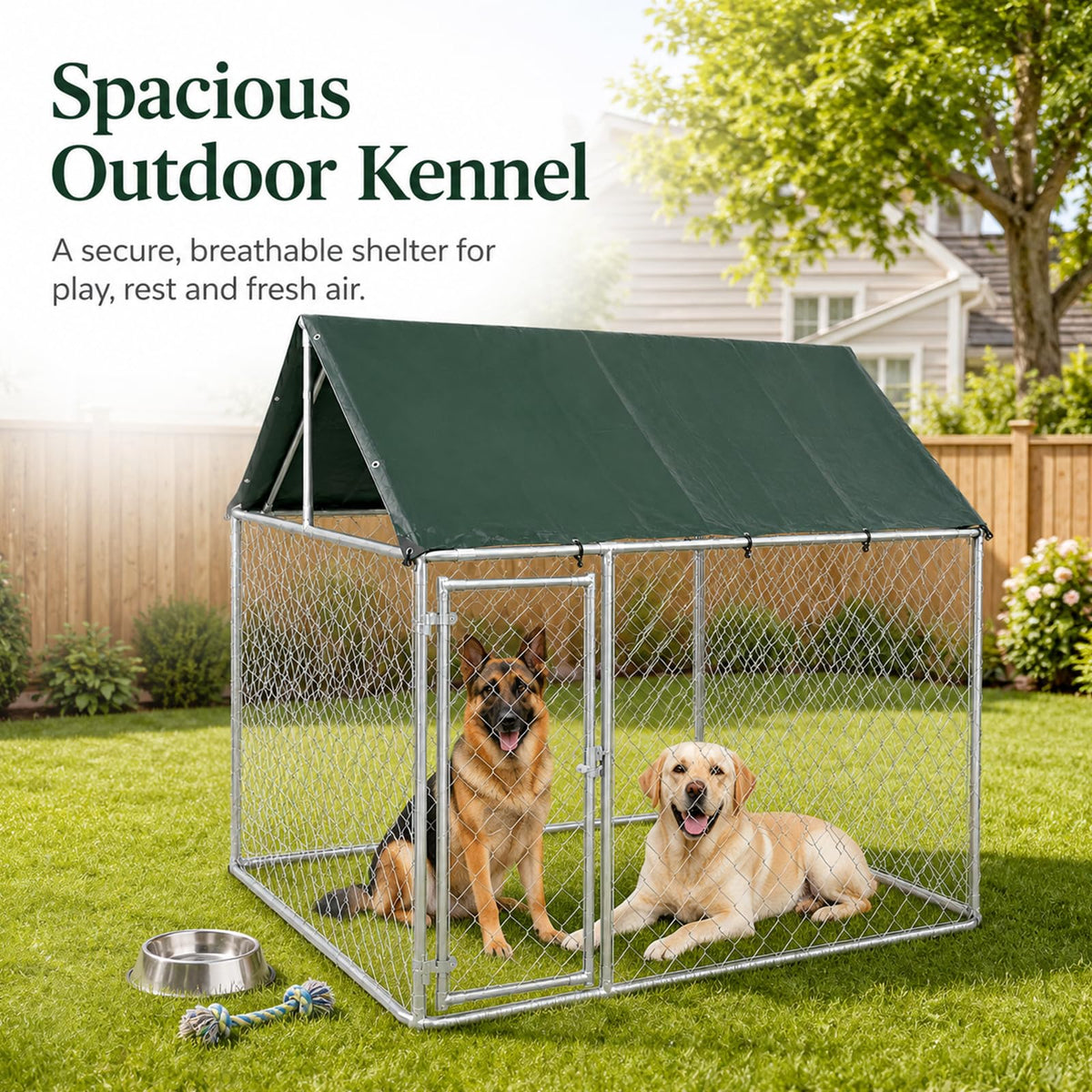 Heavy Duty Outdoor Dog Kennel Galvanized Steel Enclosure L102785