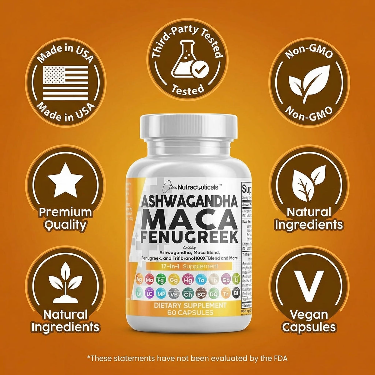 Ashwagandha Maca Root Fenugreek Tongkat Ali Ginseng Capsules B32830