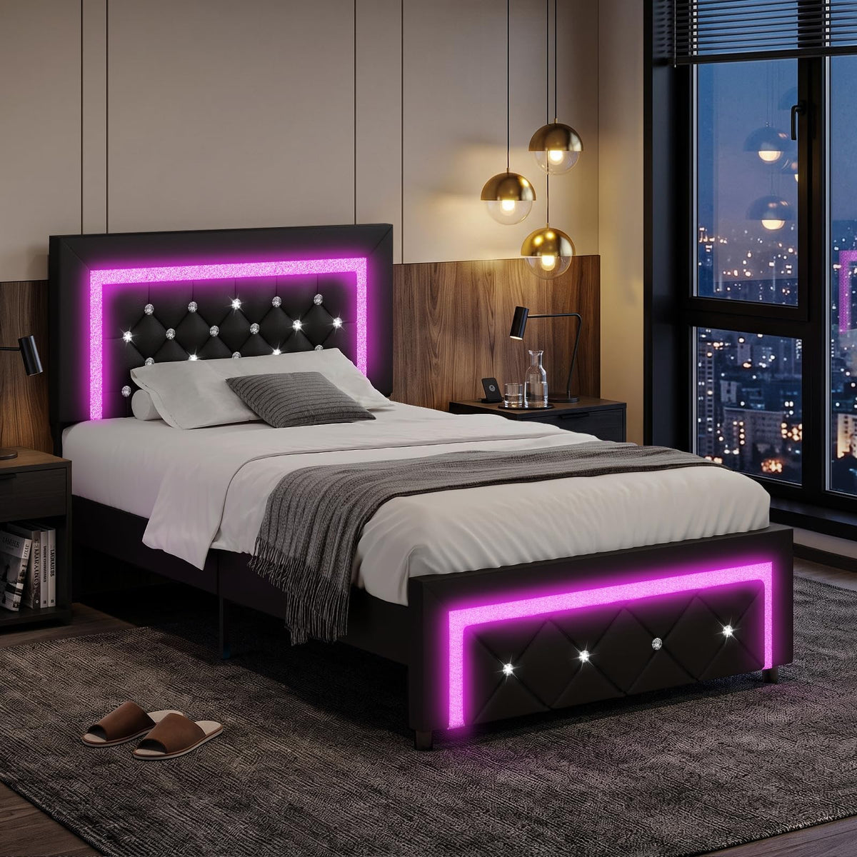 Twin Bed Frame with LED Lights A16761