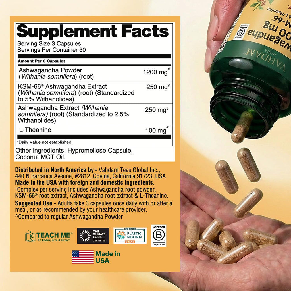 Ashwagandha Supplement 1800mg 90 Capsules S71335