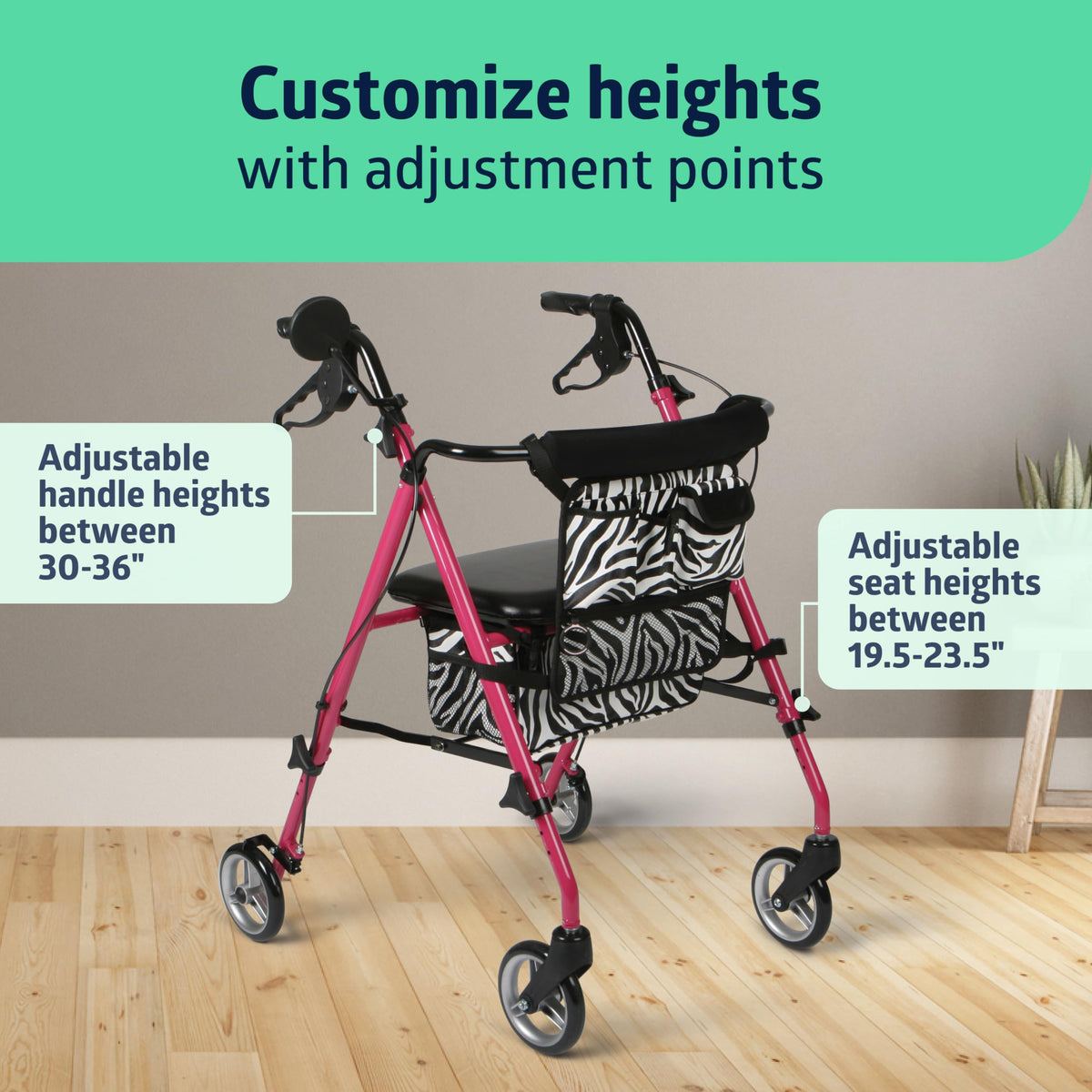 Lightweight Aluminum Foldable Rollator Walker R569034