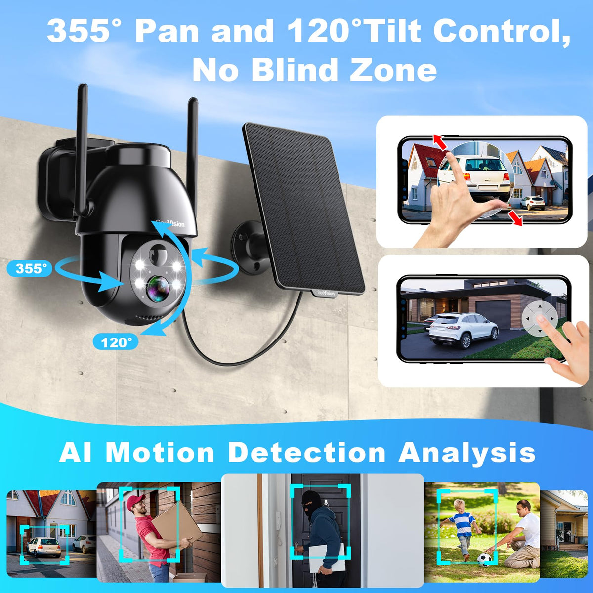 2K PTZ Wireless Security Camera with Spotlight B10731