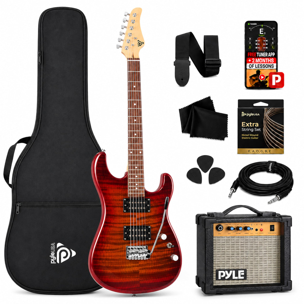 Red Full Size Electric Guitar Kit with Amp P8417