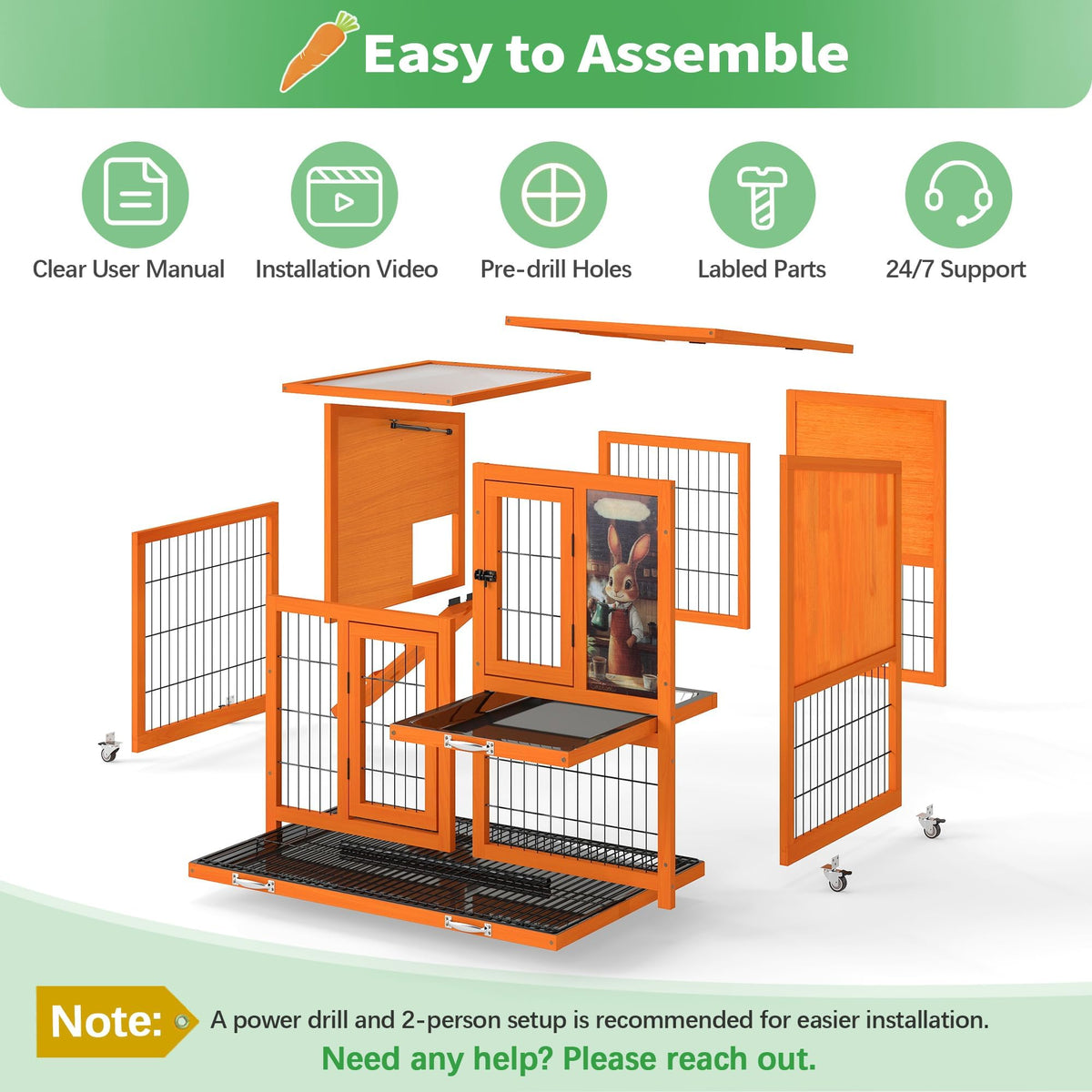 Rabbit Hutch with Wire Floor & Removable Tray N690517