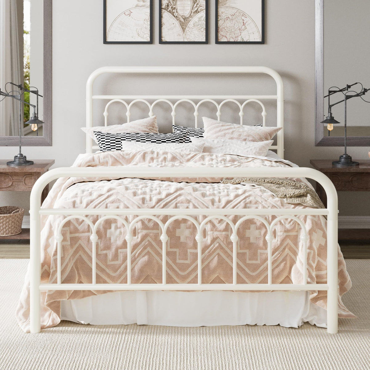 Full Size Metal Platform Bed Frame with Headboard C9680