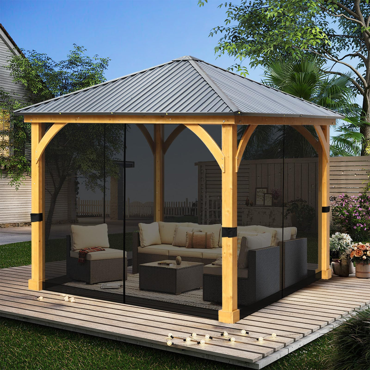 10' x 10' Black Gazebo Netting Screen Replacement I49650