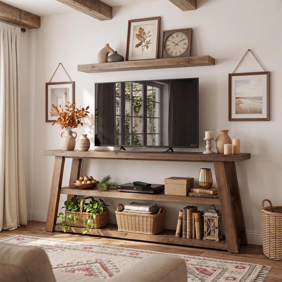 63" Solid Wood TV Stand F68782