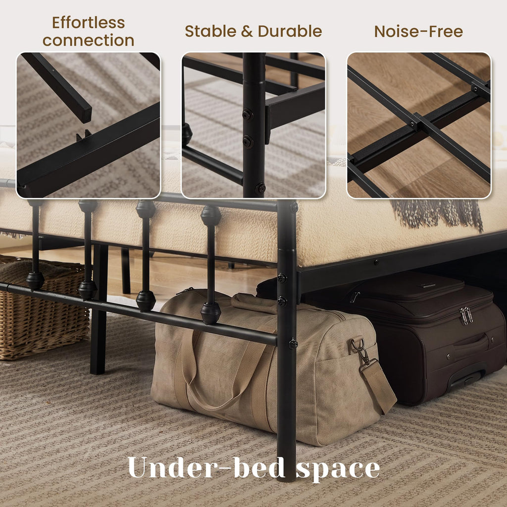 Full Metal Platform Bed Frame with Headboard and Footboard A25210