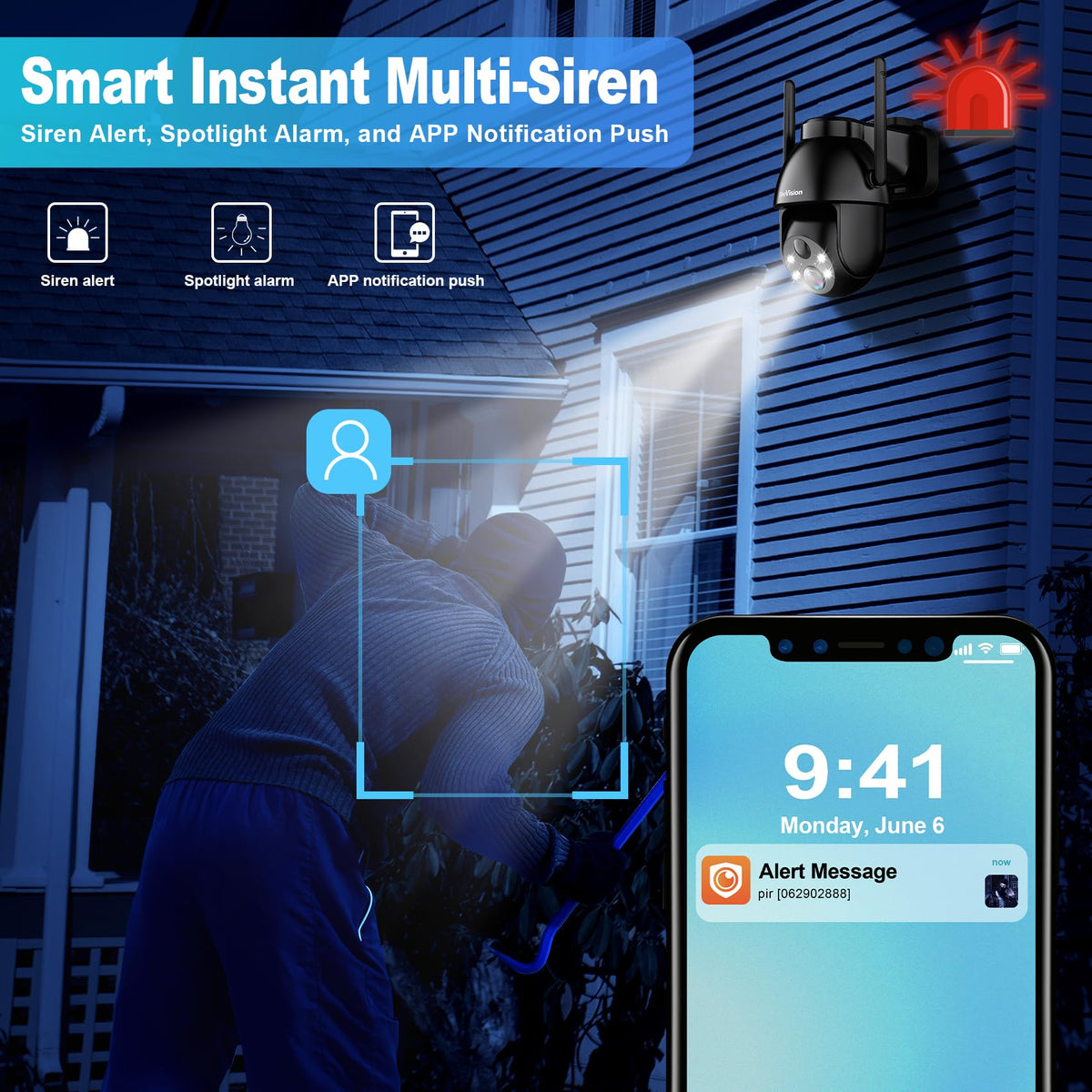 2K PTZ Wireless Security Camera with Spotlight B10731