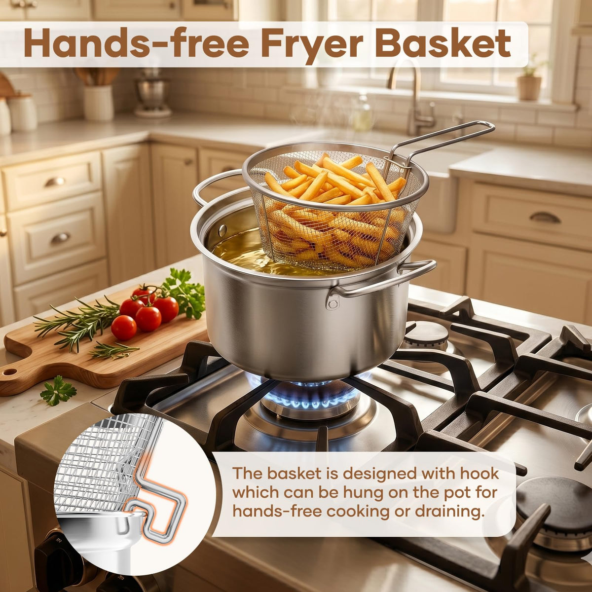 Deep Fryer Pot with Basket 6.3QT J6496